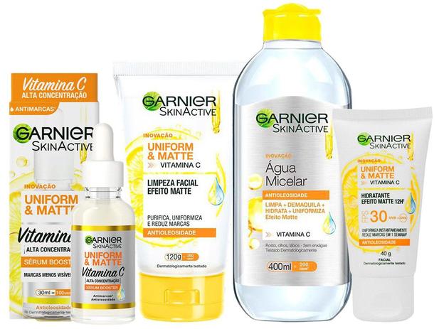 Sérum Facial Garnier SkinActive + Creme Hidratante – Facial + Sabonete Facial + Água Micelar