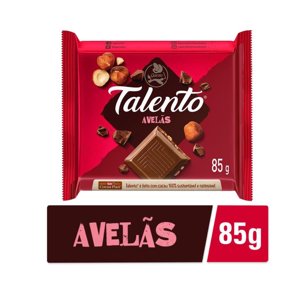 Chocolate Talento ao Leite com Avelãs 85g [10 unid]