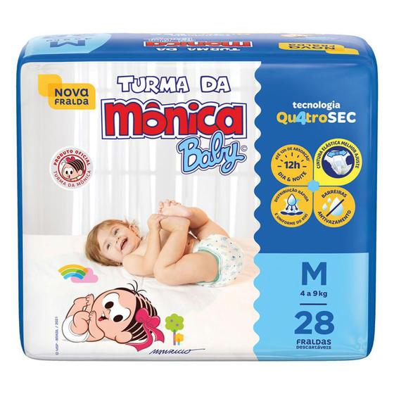 Fralda Infantil Turma da Mônica Baby Jumbo Tamanho M 28 Fraldas Descartáveis