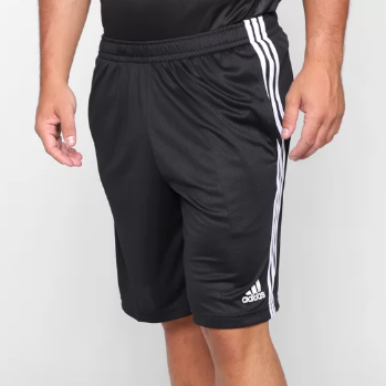 Bermuda Adidas 3S Masculina – Preto+Branco