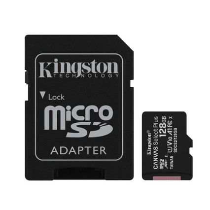 Cartão de Memória Kingston Canvas Select Plus MicroSD 128GB Classe 10 com Adaptador, para Câmeras Automáticas/Dispositivos Android – SDCS2/128GB