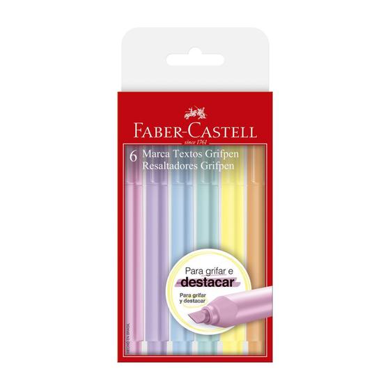 Caneta Marca Texto  Grifpen 6 Cores Tons Pastel Faber-Castell