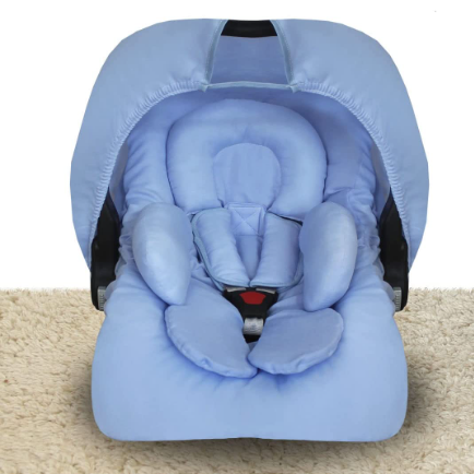 Kit Completo Para Bebê Conforto , Capota Solar, Capa Bebê Conforto, Protetor de Cinto, Apoio Redutor (Azul Claro)