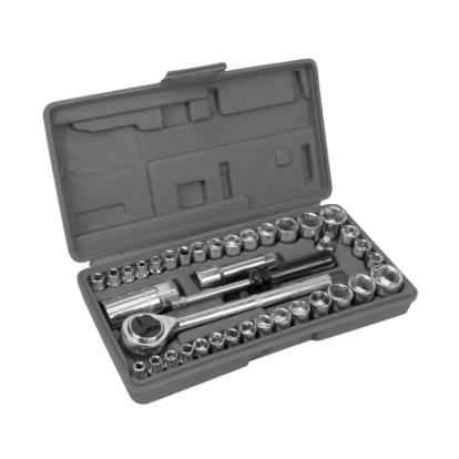 Performance Tool W1173 SAE/Metric Conjunto de soquetes métricos e SAE de 40 peças, chave de 0,63 cm e 0,95 cm