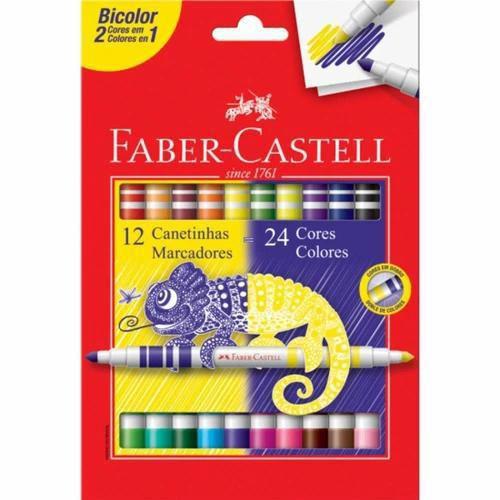Canetinha Hidrográfica Bicolor Faber-Castell 12 Canetas/24 Cores