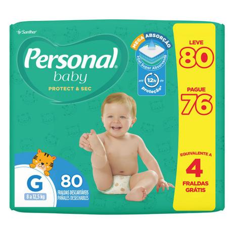 Fralda Personal Baby Protect & Sec Tamanho G Leve 80 Pague 76 Fraldas Descartáveis