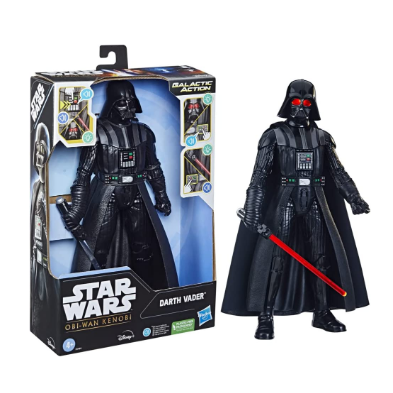 STAR WARS Boneco Galactic Action Darth Vader Figura Eletrônica Interativa 30 cm – F5955 – Hasbro, Cor: Preto.