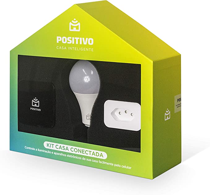 Kit Casa Conectada Positivo Casa Inteligente 3 Itens Smart Controle Universal Smart Plug Wi-Fi Smart Lâmpada Wi-Fi Bivolt – Compatível com Alexa