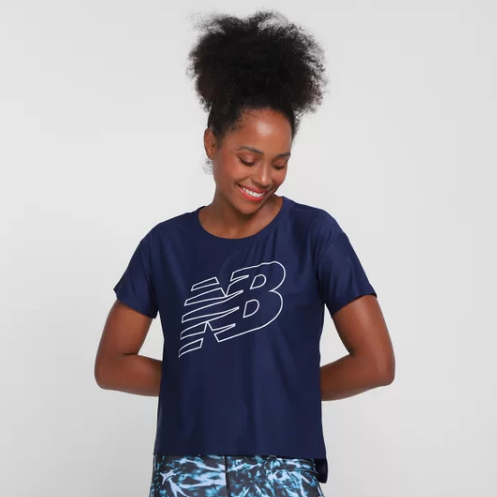 Camiseta New Balance Oversized Achiever Mesh Graphic Feminina
