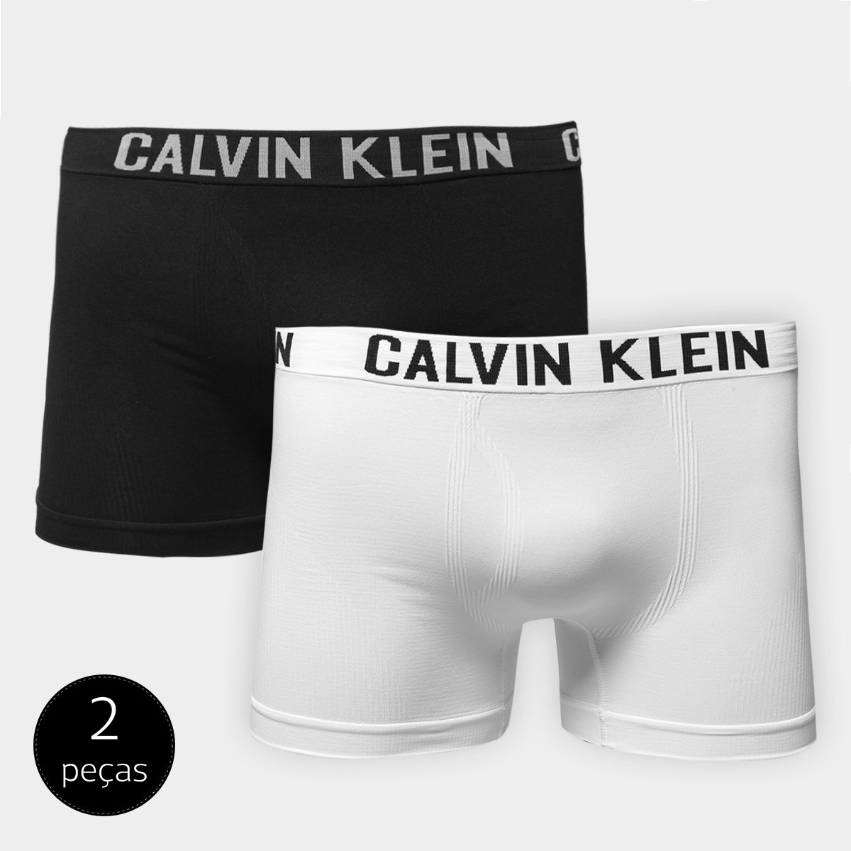 Kit Cueca Boxer Calvin Klein Trunk Sem Costura 2 peças – Branco+Preto