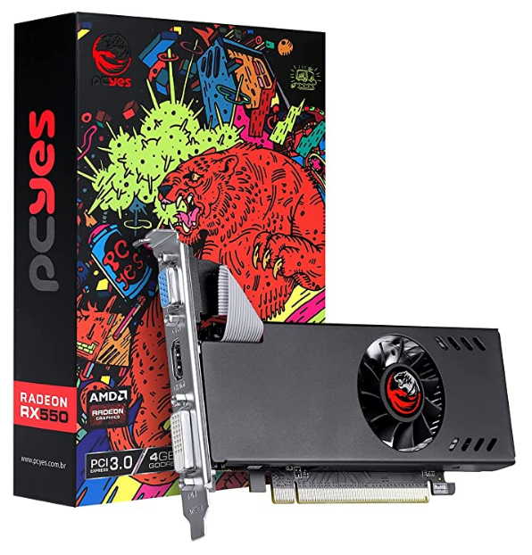 Placa de Vídeo Amd Radeon Rx 550 4GB GDDR5 128 Bits Single-Fan – Graffiti Series -PJR550X4GB – Pcyes