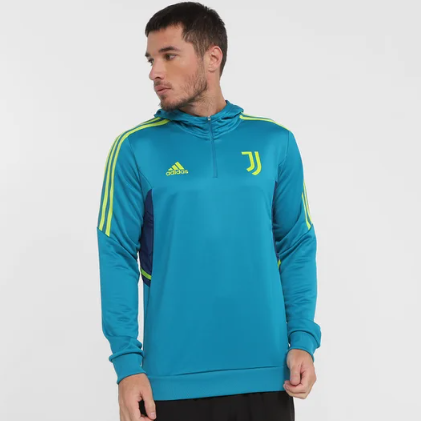 Blusa Juventus Adidas C/ Capuz Masculina – Verde água