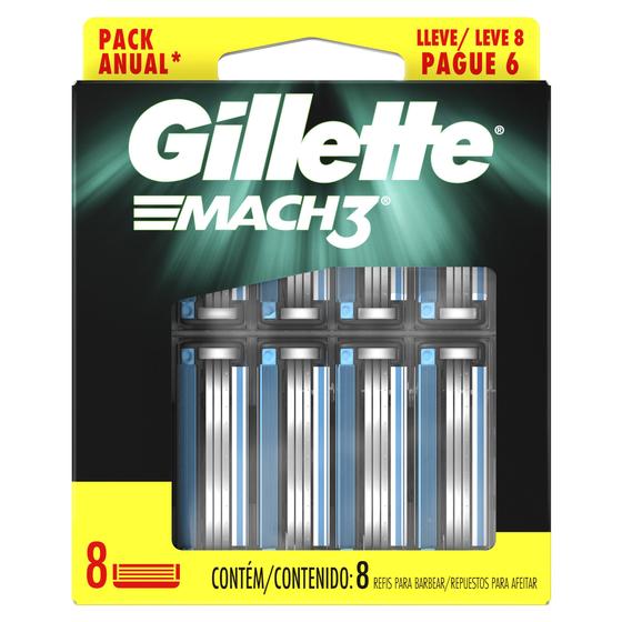 Carga para Aparelho de Barbear Gillette Mach3 – Leve 8 Pague 6