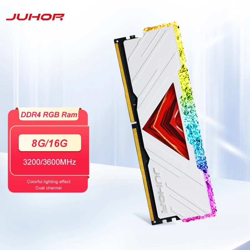 Memória RAM Juhor White RGB DDR4 16GB (8GBx1) 3200mhz