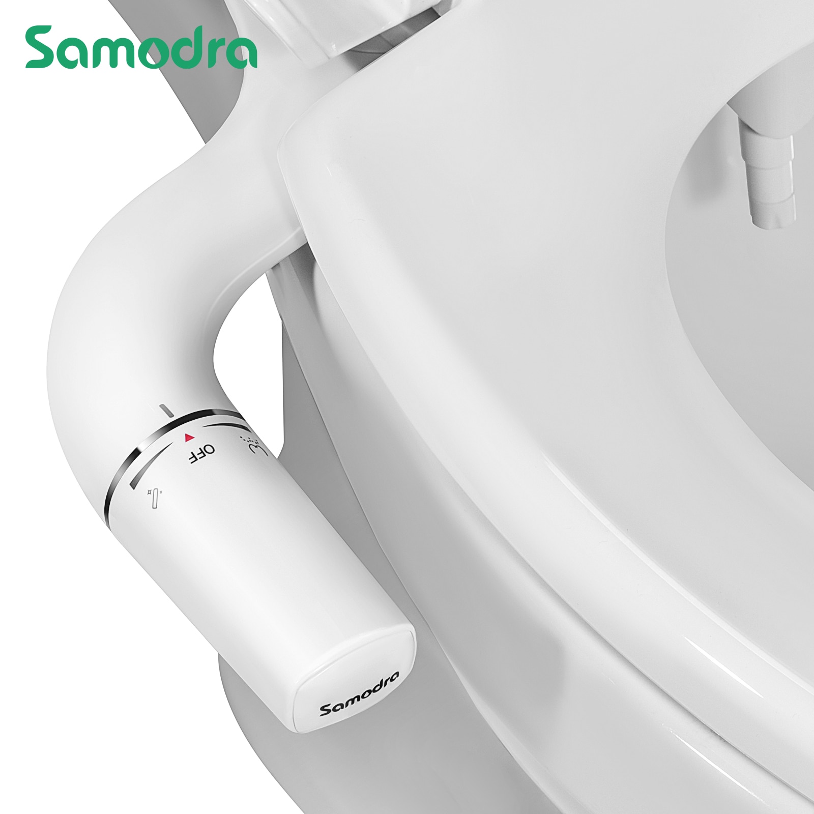 Bidê ultrafino SAMODRA para vaso sanitário com duplo bocal (Lavagem Frontal e Traseira)