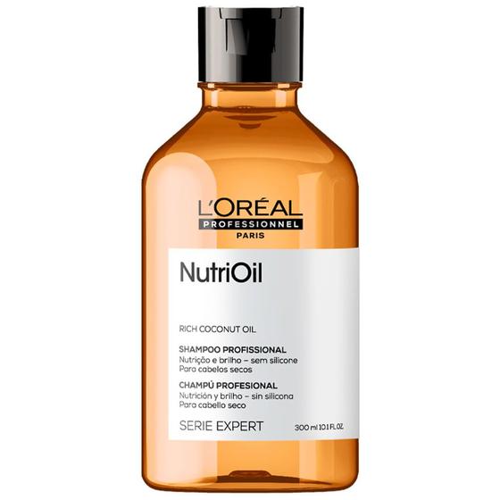 Shampoo NutriOil para nutrição e brilho enriquecido com óleo de coco com textura leve e para todos os tipos de cabelo 300ml L’Oréal Professionnel
