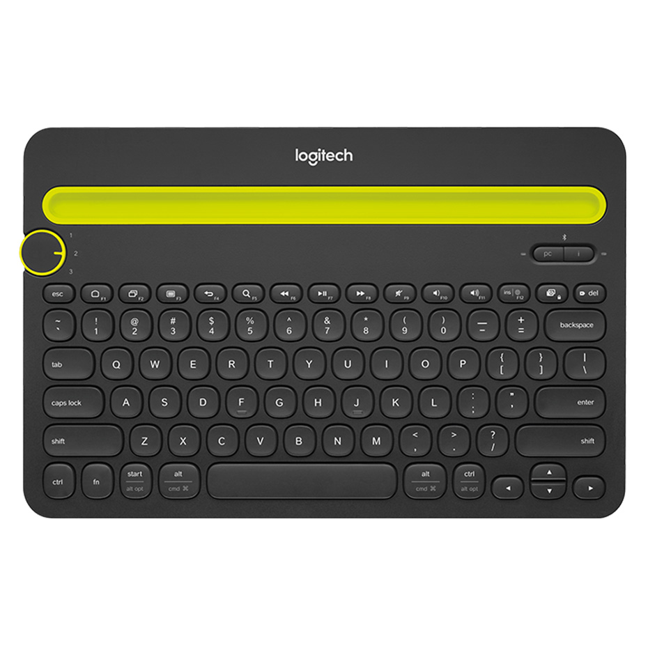 Teclado sem fio Logitech K480 com Suporte Integrado para Smartphone e Tablet, Conexão Bluetooth para até 3 dispositivos e Pilha Inclusa