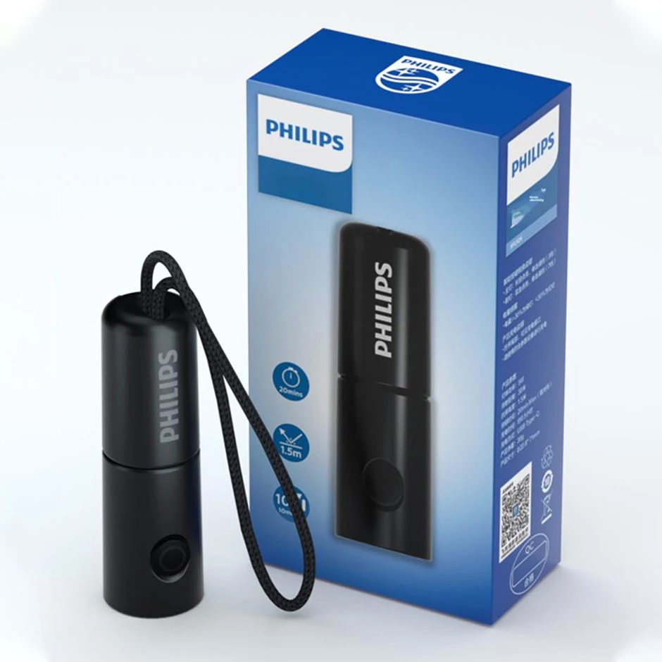Mini Lanterna Philips Portátil com Iluminação LED Recarregável