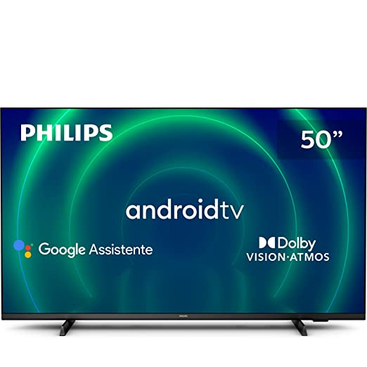 PHILIPS Android TV 50″ 4K 50PUG7406/78 Google Assistant Built-in Comando de Voz Dolby Vision/Atmos VRR/ALLM Bluetooth 5.0