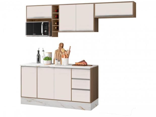 Cozinha Compacta Poliman Móveis Pisa com Balcão – 8 Portas 2 Gavetas