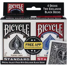 Bicycle Baralho padrão e jumbo – Baralho único, 2 pacotes, 4 pacotes, 12 pacotes – Poker, Rummy, Canasta, Pinochle, Euchre, Blackjack