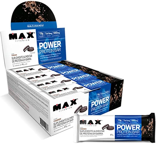 Power Protein Bar – 12 unidades 41g Cookies – Max Titanium