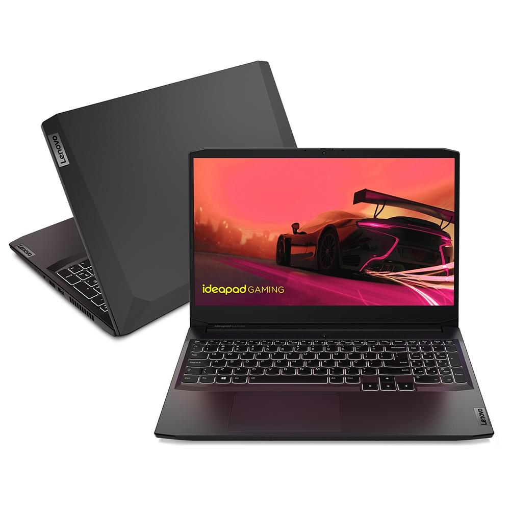 Lenovo Notebook ideapad Gaming 3 R7-5800H 8GB 256GB SSD PCIe GTX 1650 4GB 15.6″ FHD W11 82MJ0001BR, preto