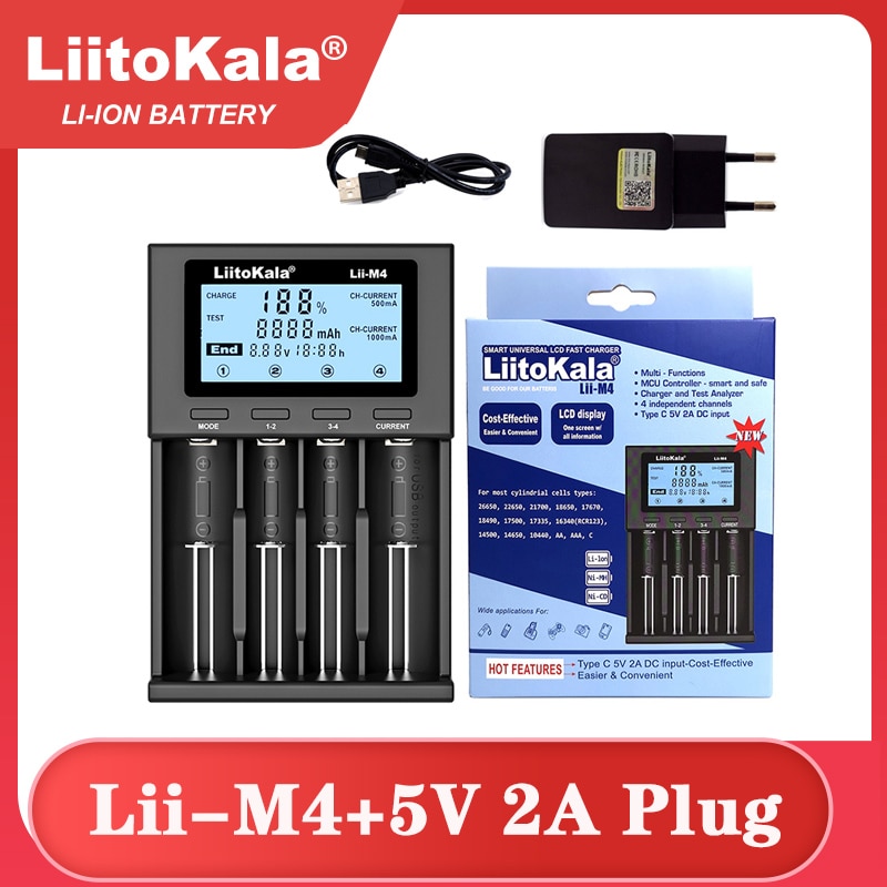 Liitokala Lii-M4 – Carregador de Pilha e Bateria Inteligente