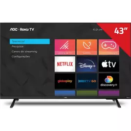 Smart TV LED 43″ Full HD AOC 43S5135/78G – Design sem bordas, Wifi, Conversor Digital, USB, HDMI