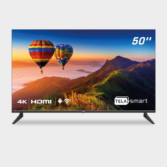 Smart TV 50″ HQ 4K Conversor Digital Externo 3 HDMI 2 USB WI-FI Android 11 e Design Slim