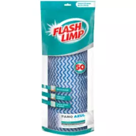 Pano Multiuso Rolo com 50 unidades Lavável e Secagem Rápida, Flash Limp, Azul