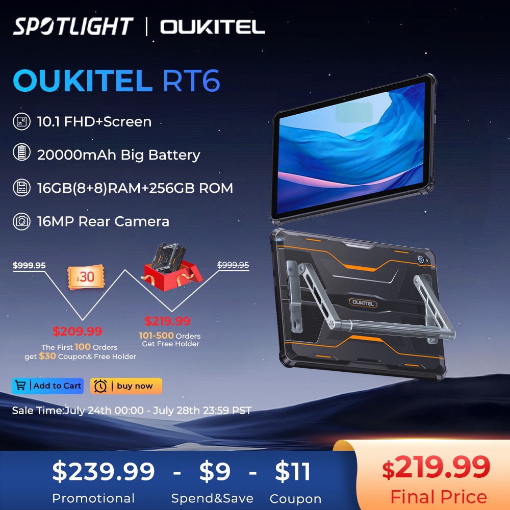 Tablet Oukitel-RT6 robusto, Android 13, 20000mAh