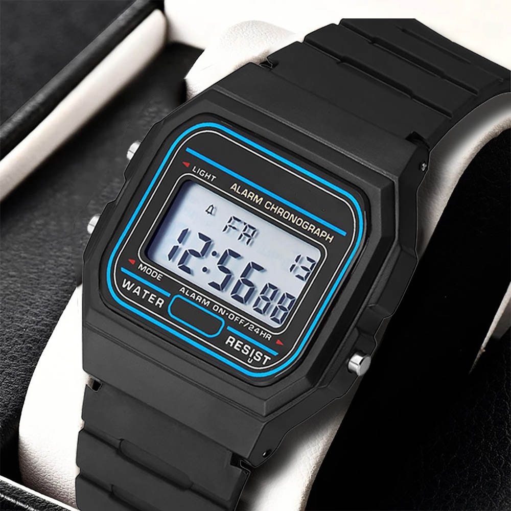 Relógio esportivo digital clássico com pulseira de silicone