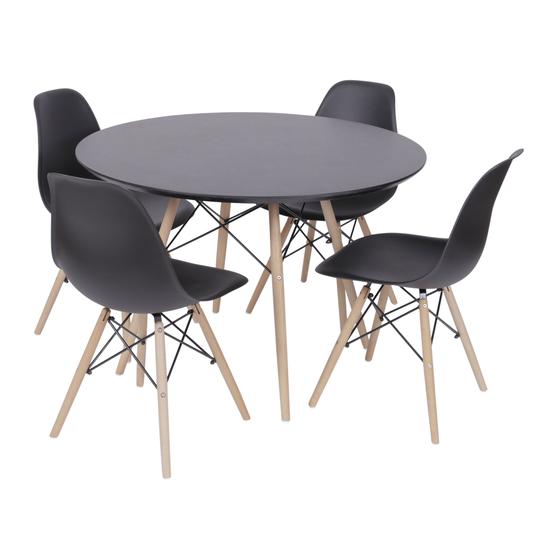 Conjunto mesa eames preta 90cm e 4 cadeiras eames pp preta – La Mobilia