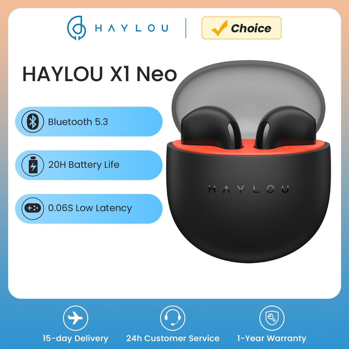Fone de Ouvido TWS Haylou X1 Neo Bluetooth 5.3