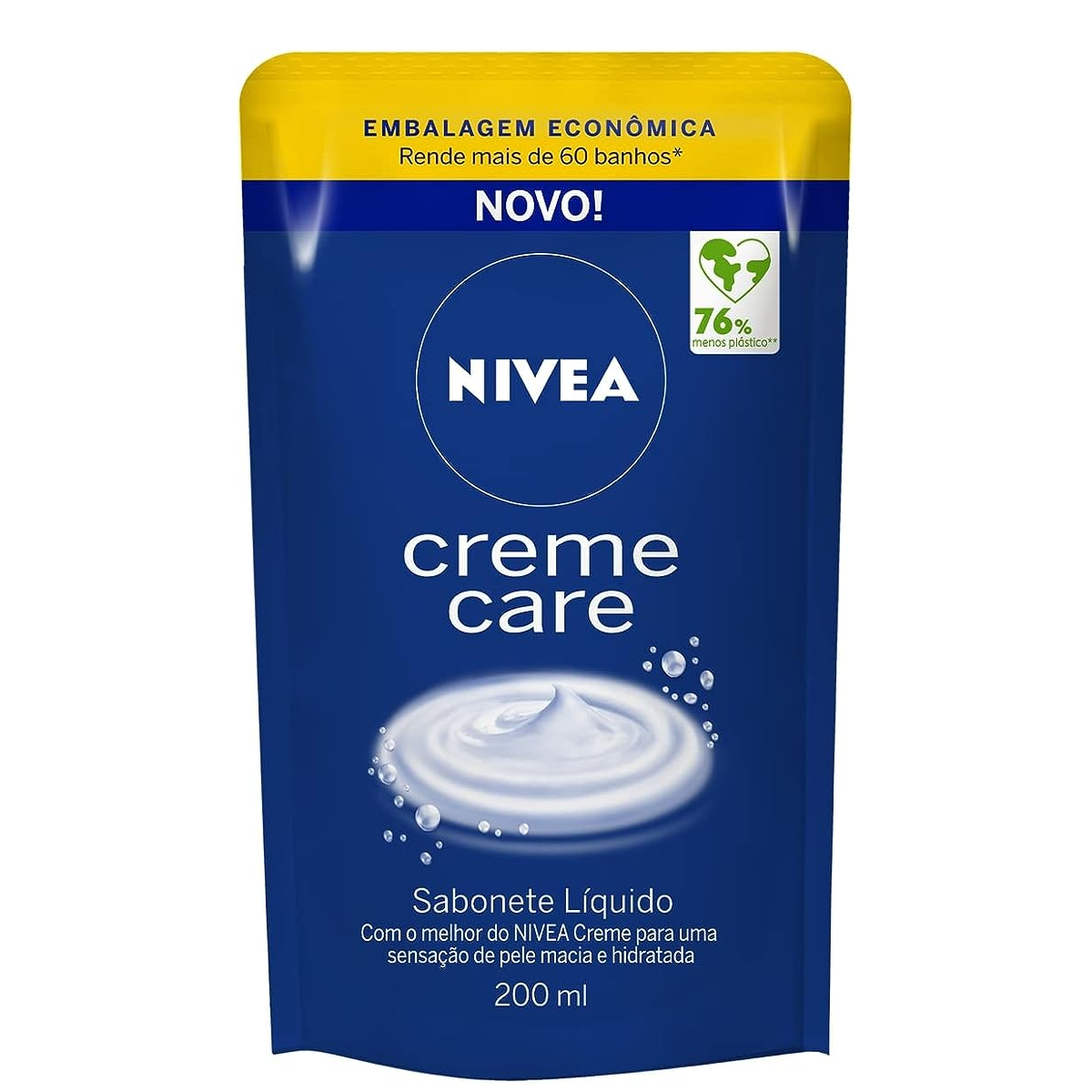 NIVEA Sabonete Líquido Refil Creme Care 200ml – Sensação de pele intensamente hidratada com o melhor do NIVEA Creme