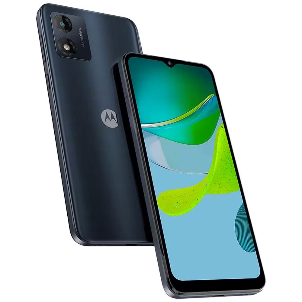 Smartphone Motorola Moto e13 Grafite 64GB, 4GB RAM, Tela de 6.5″, Câmera Traseira de 13 MP, Selfies de 5 MP, Android 13 Go e Processador Octa Core