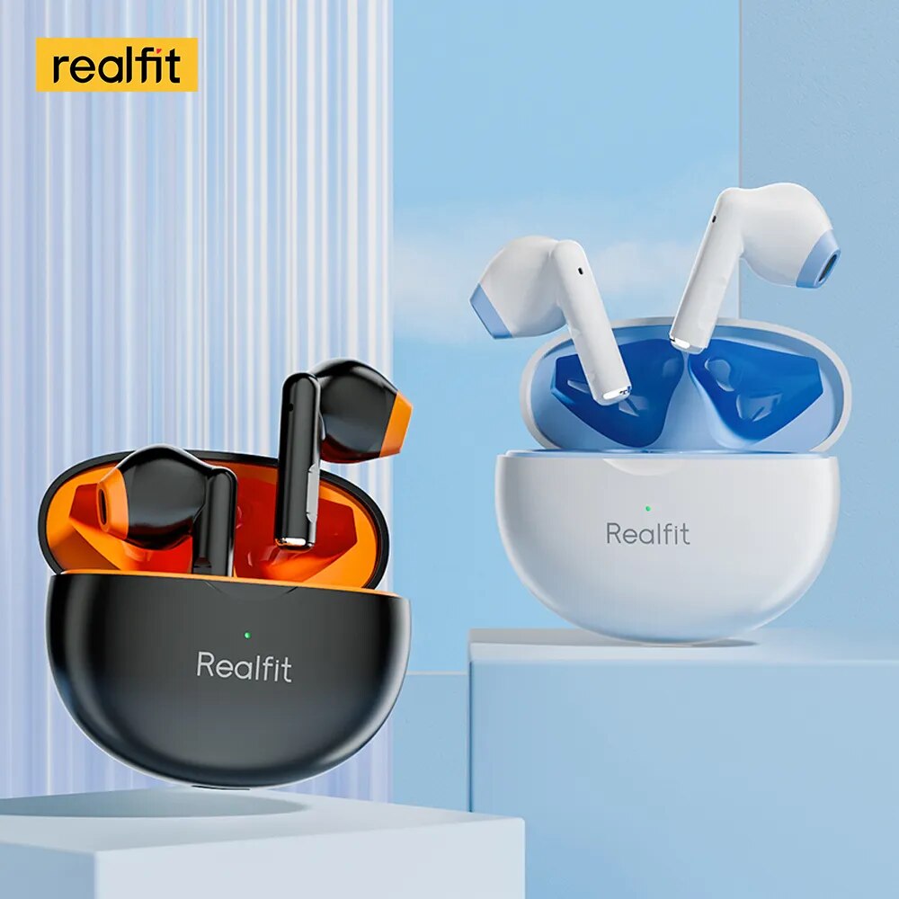 Fone Bluetooth v5.3 Realme Realfit F2, Drivers de 13mm, Até 25h de Reprodução