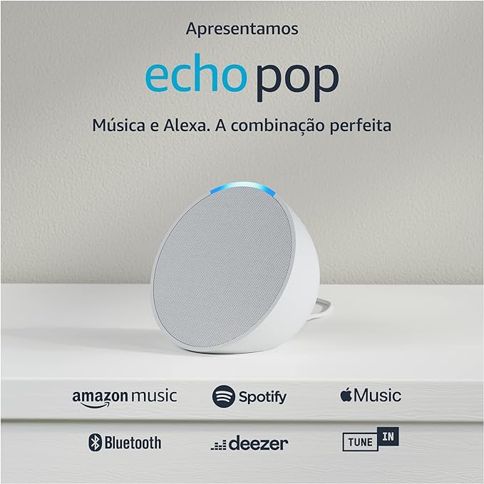 Apresentamos o Echo Pop | Smart speaker compacto com som envolvente e Alexa | Cor Branca