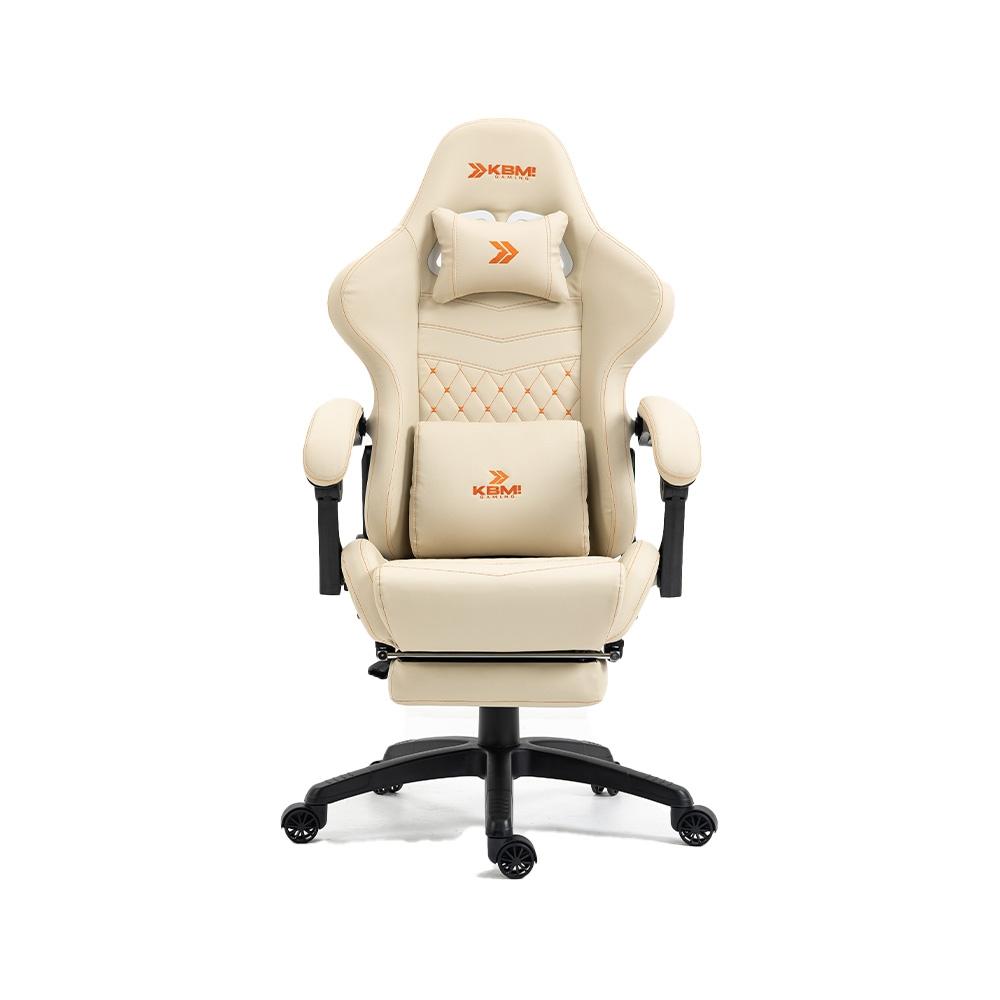 Cadeira Gamer KBM! GAMING Tempest CG600, Branco, Com Almofadas, Descanso Para Pernas Retrátil, Reclinável – KGCG600BR