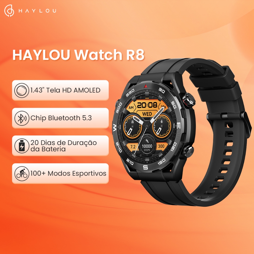 HAYLOU R8 Smartwatch com Tela AMOLED de 1,43”