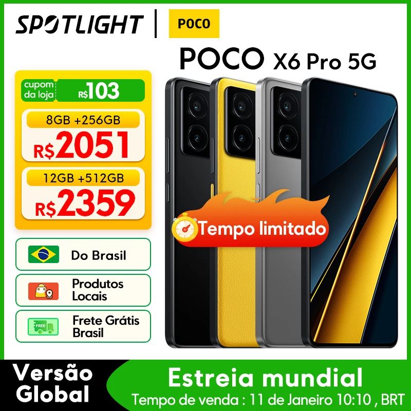 POCO X6 Pro 5G Smartphone, Versão Global, 256GB