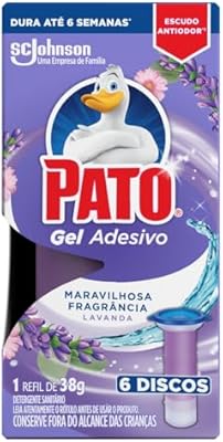 Pato Desodorizador Sanitário Gel Adesivo 1 Refil Lavanda, Limpeza Banheiro, 6 Discos