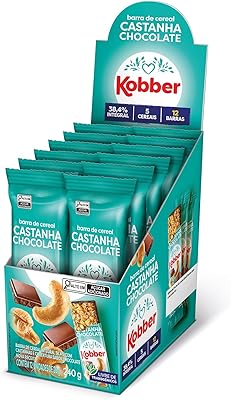 Kobber Barra de Cereal Castanha Chocolate 20g Cada - Display Com 12 Unidades