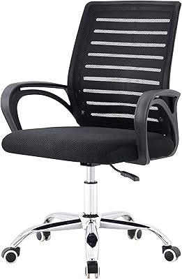 Anúncio patrocinado – Cadeira De Escritório Giratória Home Office Encosto com Design Listrado em Malha Respirável Preta co...