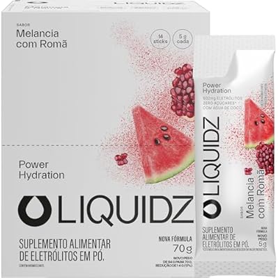 LIQUIDZ - Eletrólitos Sem Açúcares - Sabor Melancia com Romã - Kit 1 Caixa - 14 sachês