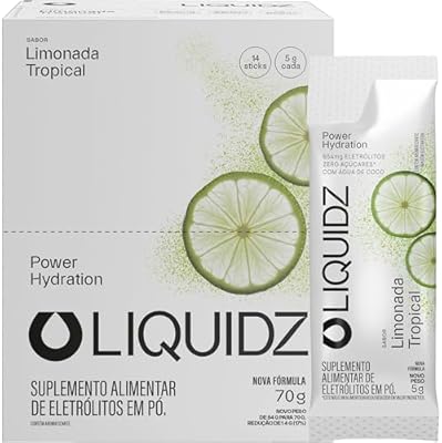LIQUIDZ - Eletrólitos Sem Açúcares - Sabor Limonada Tropical - Kit 1 Caixa - 14 sachês