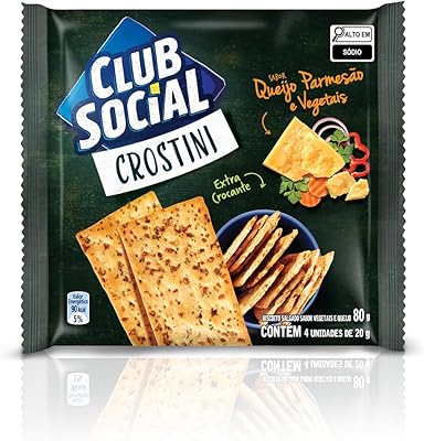 Club Social Biscoito Salgado Crostini Queijo Parmesão E Vegetais 80G