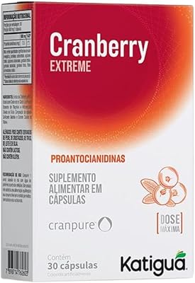 Katiguá, Cranberry, Dose máxima, Sem sabor, Para saúde da Mulher, 30 Cápsulas rígidas • 30 doses, Vermelho