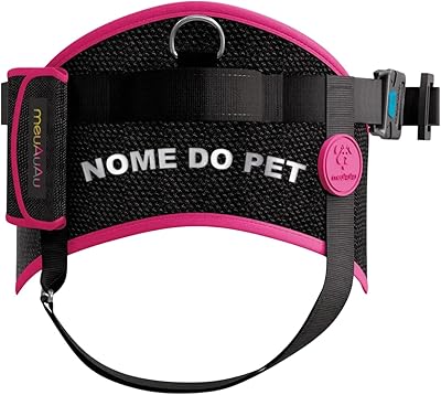 Anúncio patrocinado – Peitoral Coleira 5 em 1 Com Guia Cata-Caca QR localizador e Nome do Pet (Neon Rosa, M, Guia Mãos Liv...